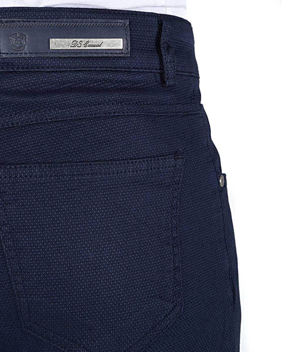 Ds Damat P 11+pilesiz Klasik Kumaş Pantolon+çift Fileto Düğmeli Slim Fit Lacivert Armürlü Chino Pantolon. 3
