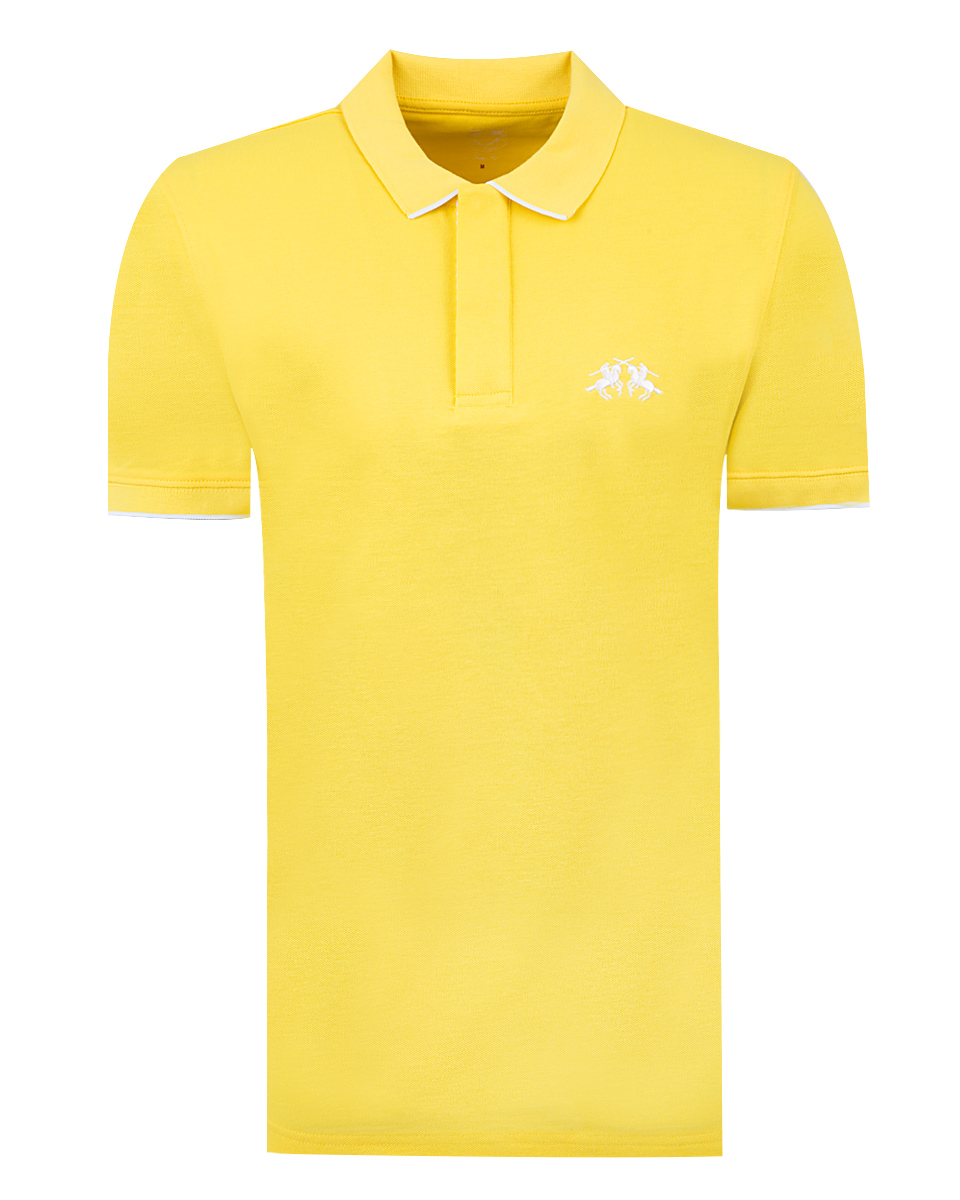 Ds Damat Slim Fit Sarı Pike Dokulu T-shirt. 1