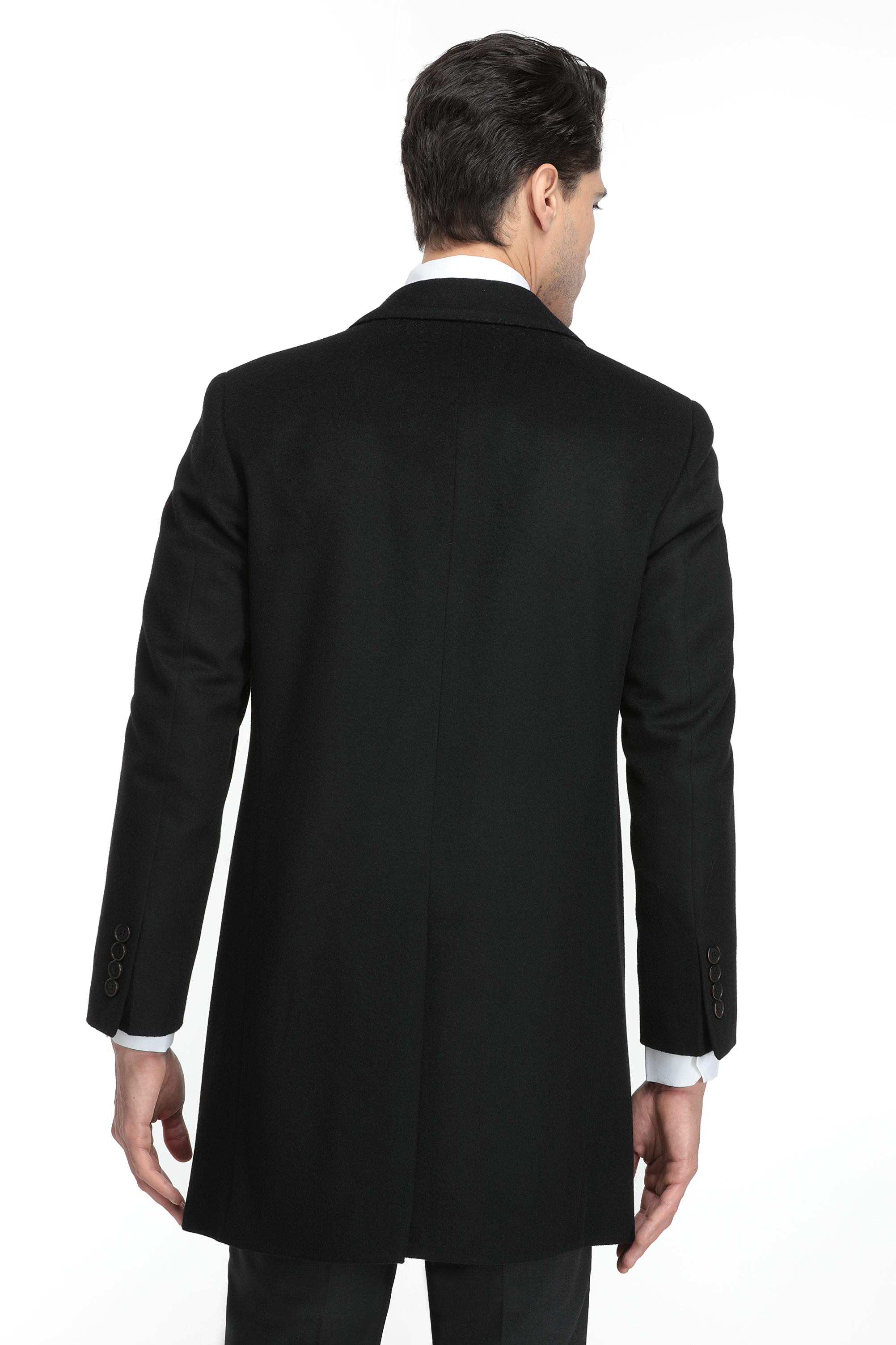 Ds Damat Slim Fit Siyah Düz Palto. 3