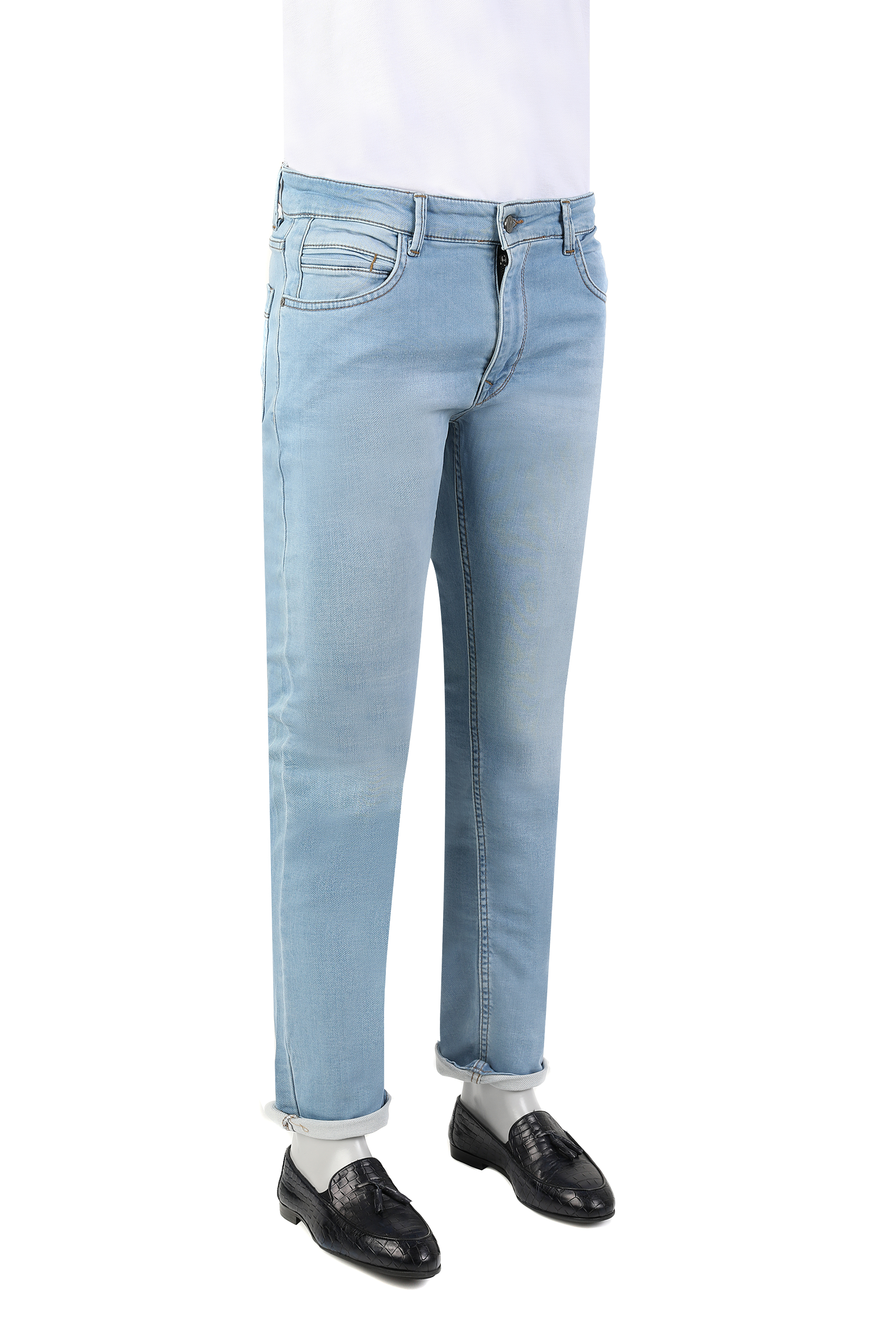 Ds Damat Twn Super Slim Fit Mavi Taşlı Denim Pantolon. 3
