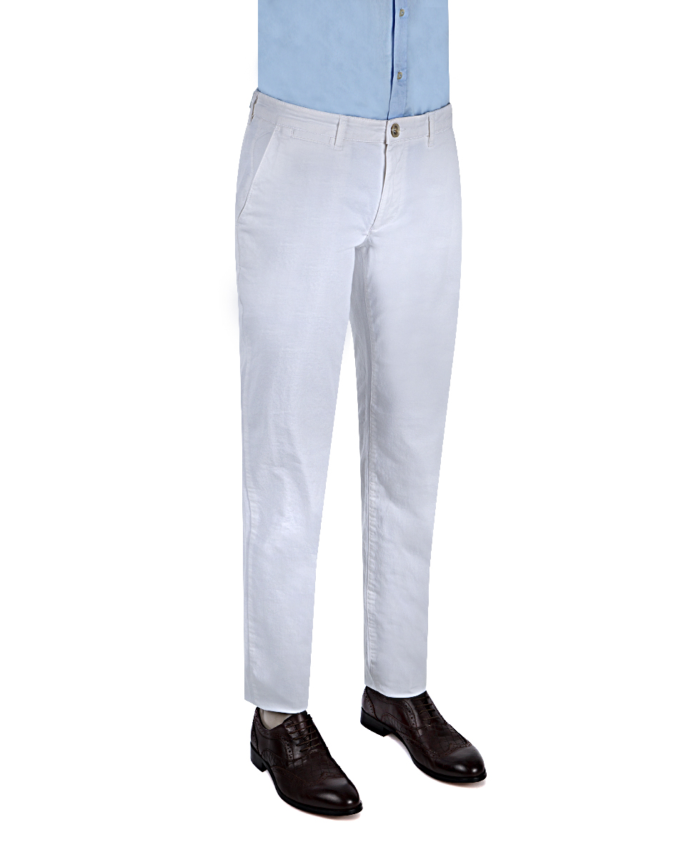 Ds Damat Slim Fit Beyaz Düz Chino Pantolon. 3