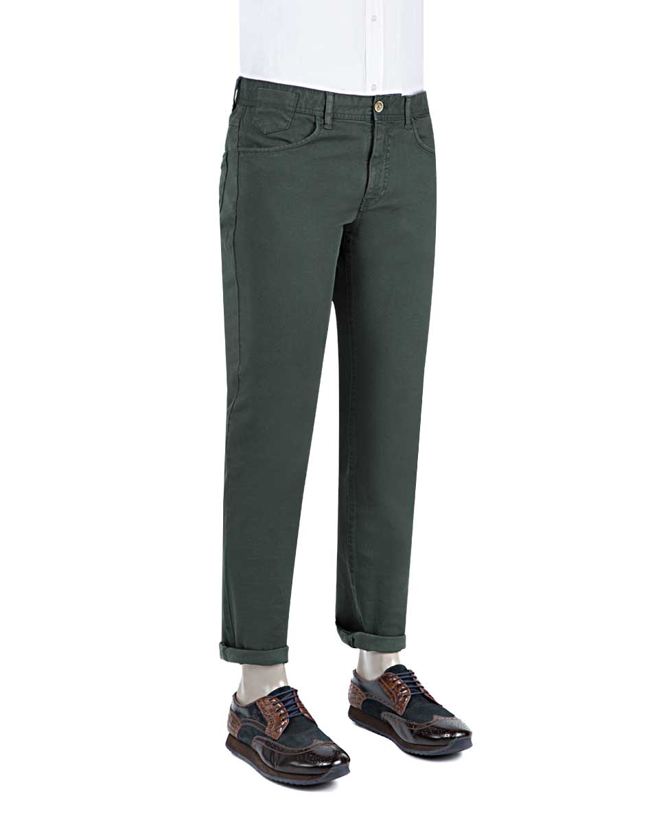 Ds Damat Slim Fit Yeşil Chino Pantolon. 3
