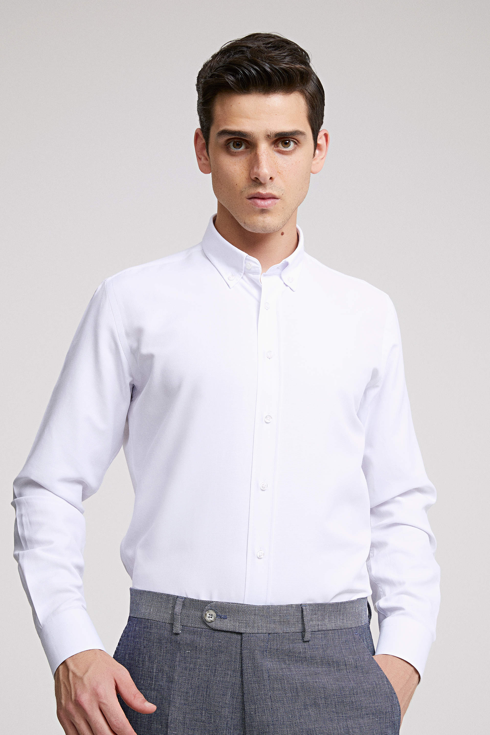 Ds Damat Slim Fit Beyaz Oxford Gömlek. 1