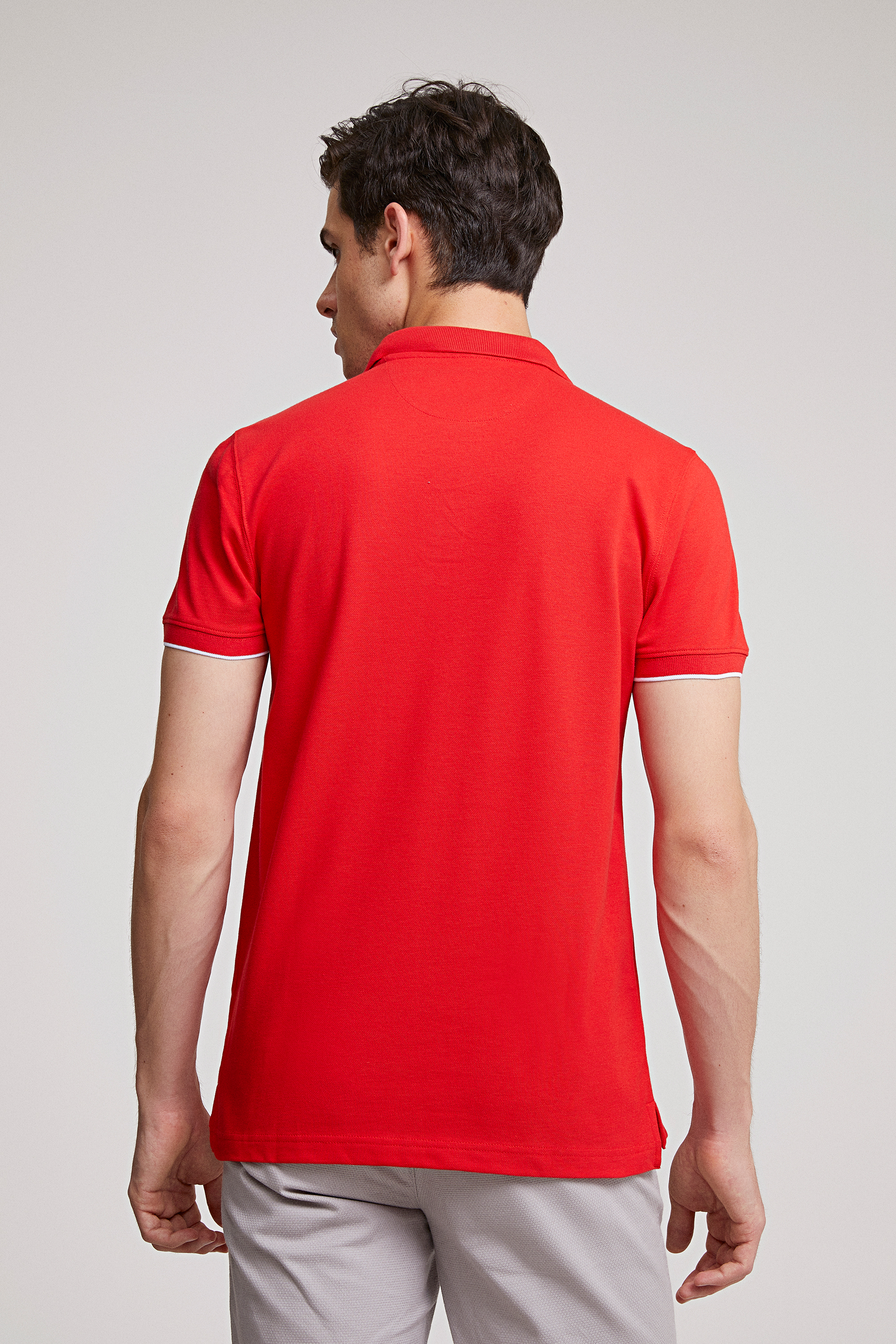 Ds Damat Slim Fit Kırmızı Pike Dokulu T-shirt. 4