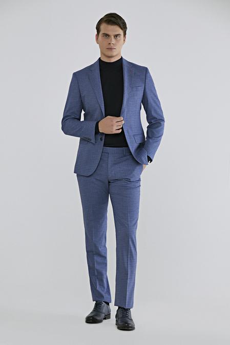 Ds Damat Slim Fit Lacivert Kareli Takım Elbise - 8682060389930 | D'S Damat