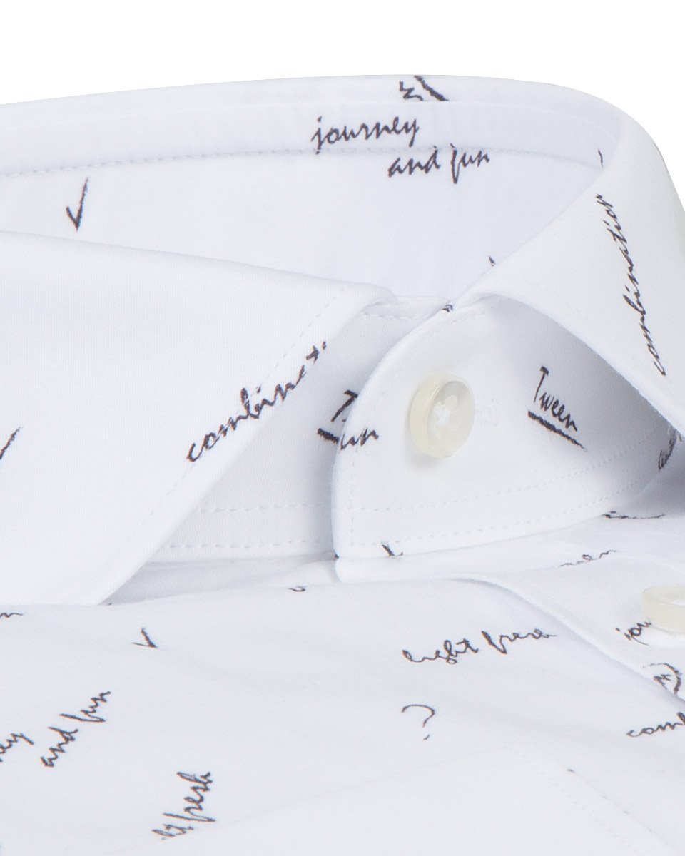 Damat Tween Tween Slim Fit Beyaz Desenli Baskılı Gömlek. 4