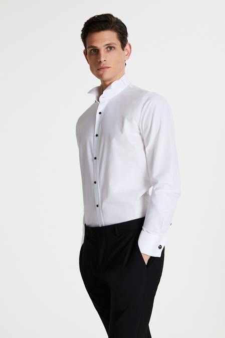 Tween Slim Fit Beyaz Desenli Smokin Gömlek - 8681649871309 | Damat Tween