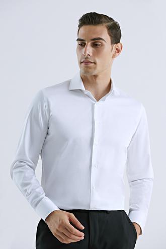 Damat Slim Fit Beyaz Düz Nano Care Gömlek - 8682364799497 | Damat Tween