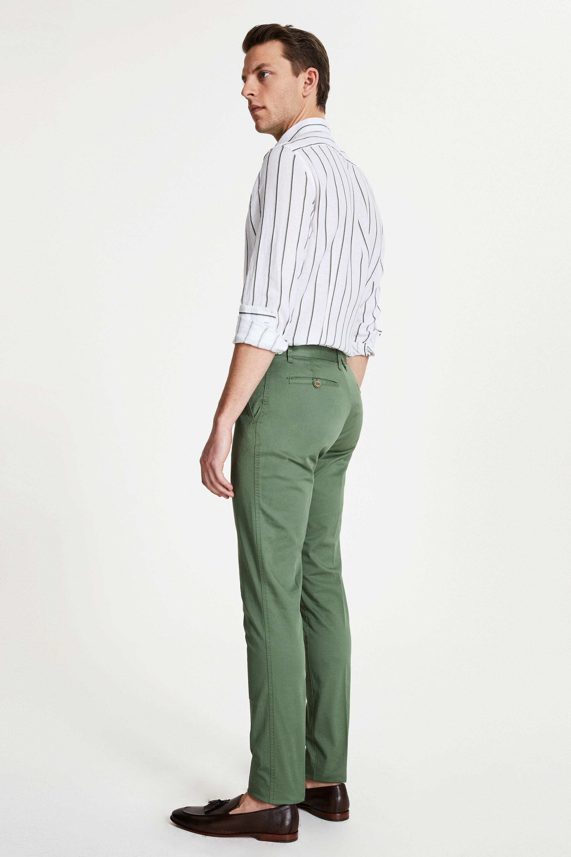 Ds Damat Damat Slim Fit Yeşil Chino Pantolon. 2