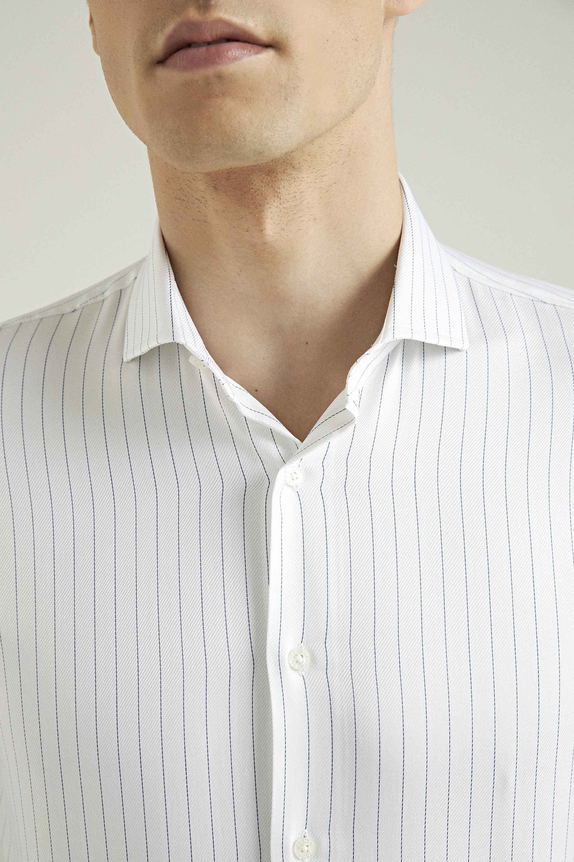 Damat Tween Damat Slim Fit Beyaz Çizgili %100 Pamuk Gömlek. 1
