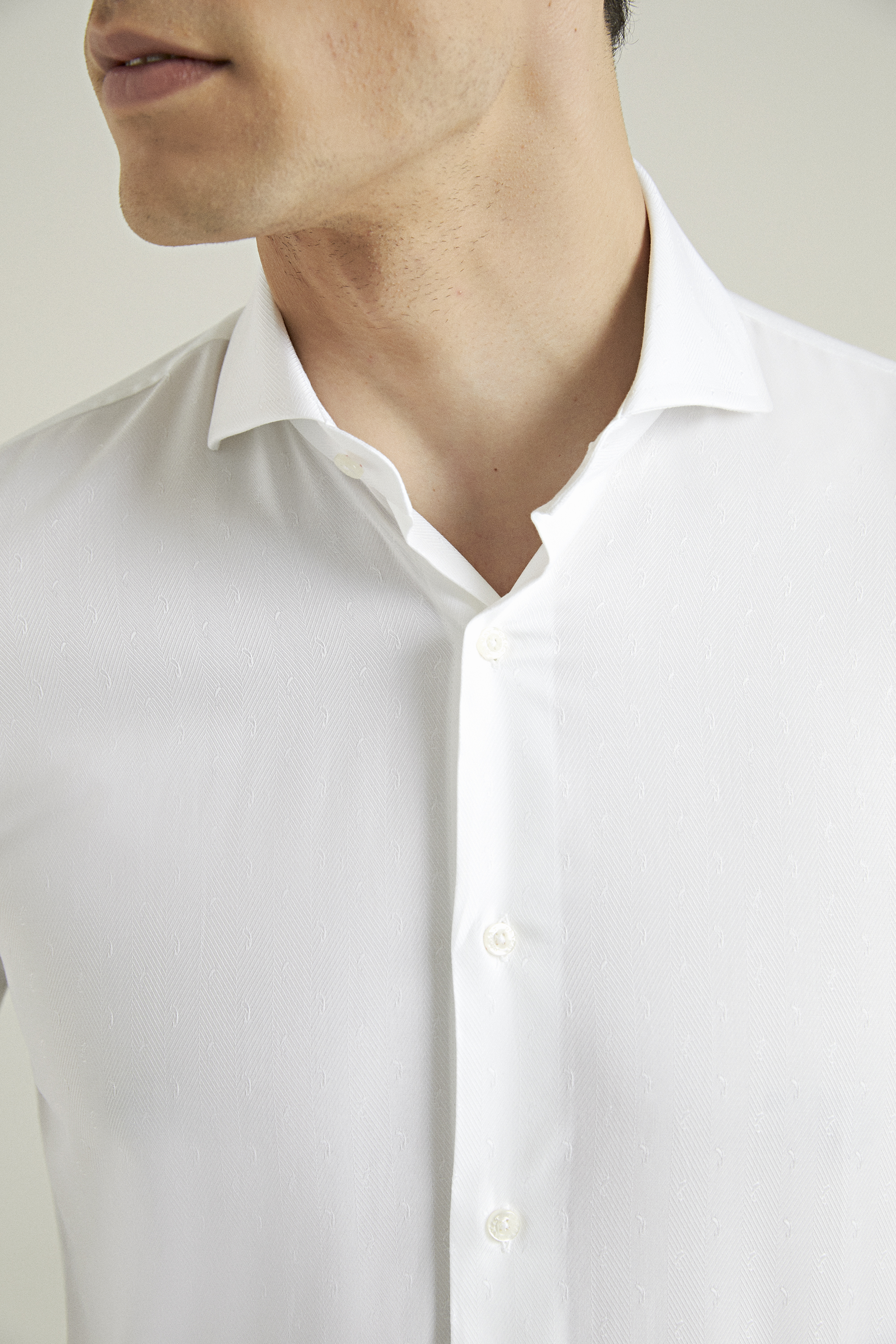 Damat Tween Damat Slim Fit Beyaz Jakar Desenli %100 Pamuk Gömlek. 2