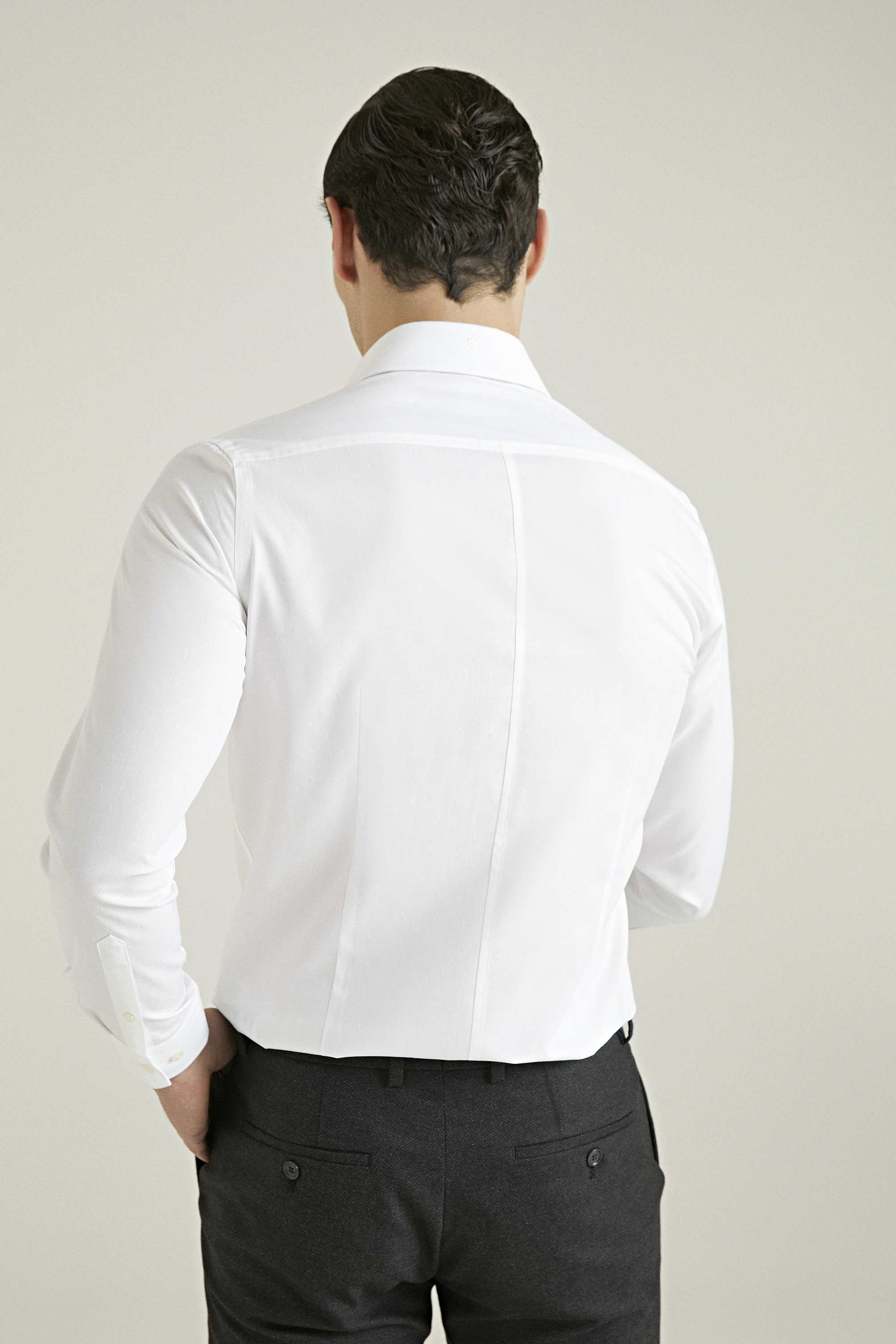Damat Tween Damat Slim Fit Beyaz Jakar Desenli %100 Pamuk Gömlek. 4