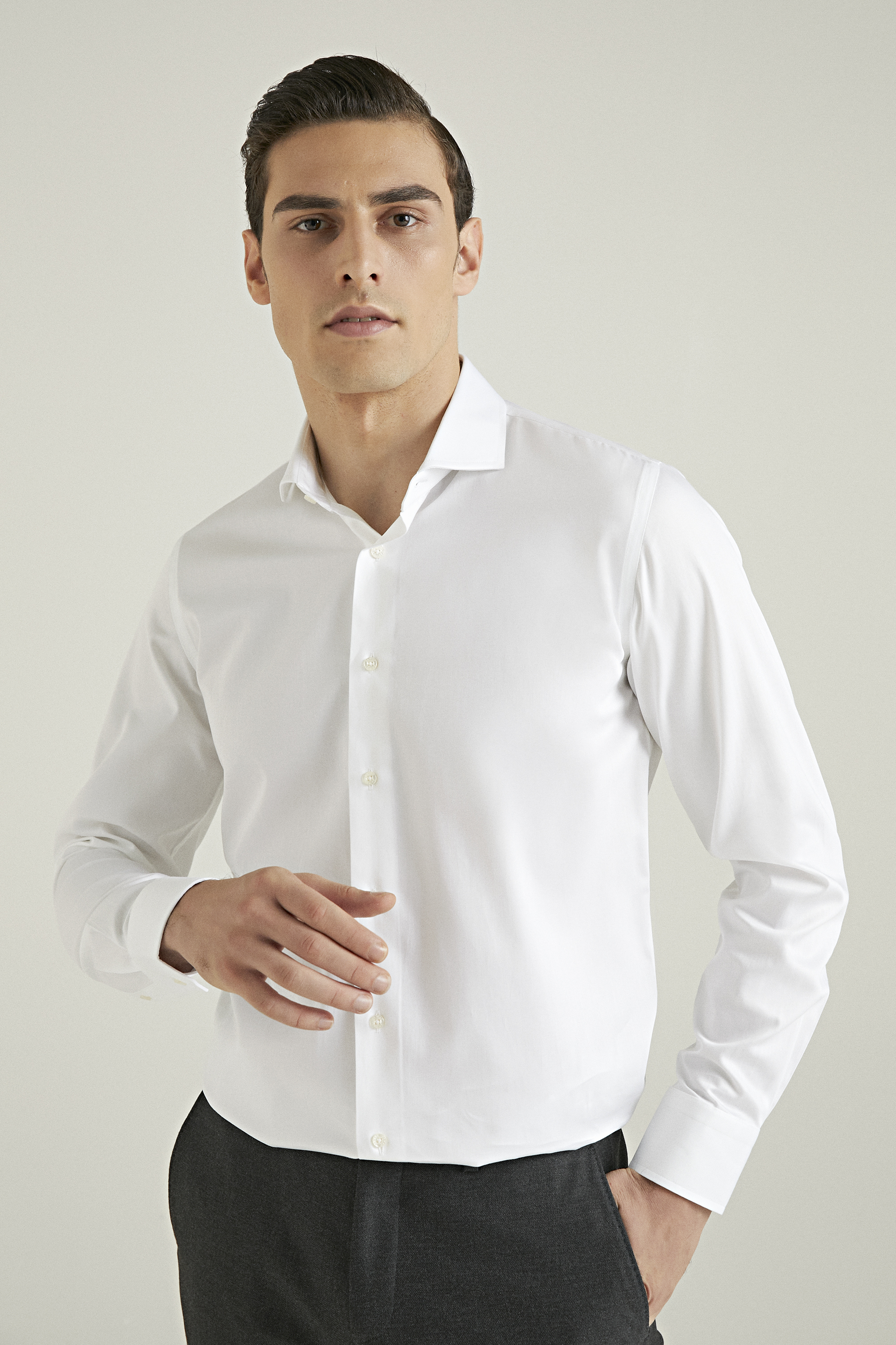 Damat Tween Damat Slim Fit Beyaz Düz Nano Care Gömlek. 1