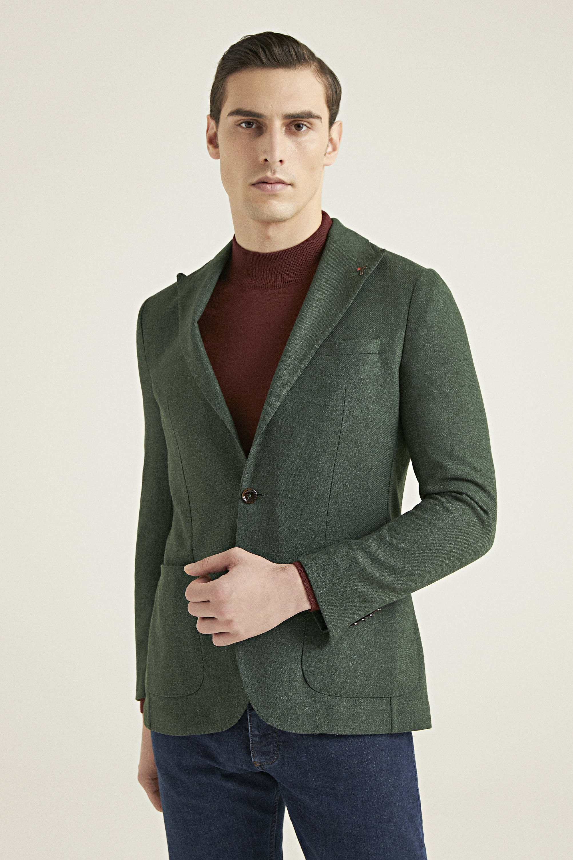Damat Tween Tween Slim Fit Yeşil Kumaş Ceket. 2