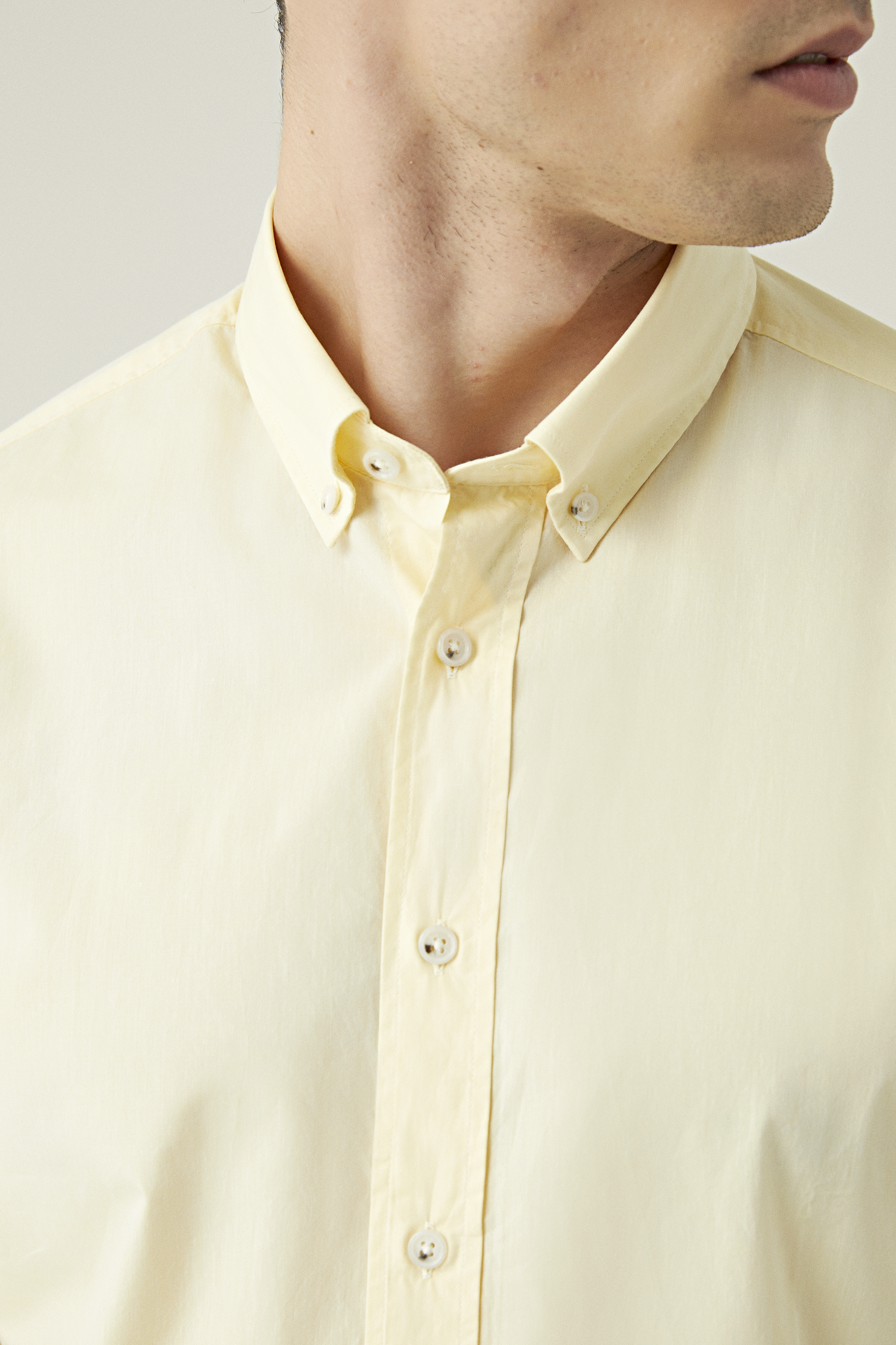 Damat Tween Damat Slim Fit Sarı Düz Yaka İğneli Gömlek. 1