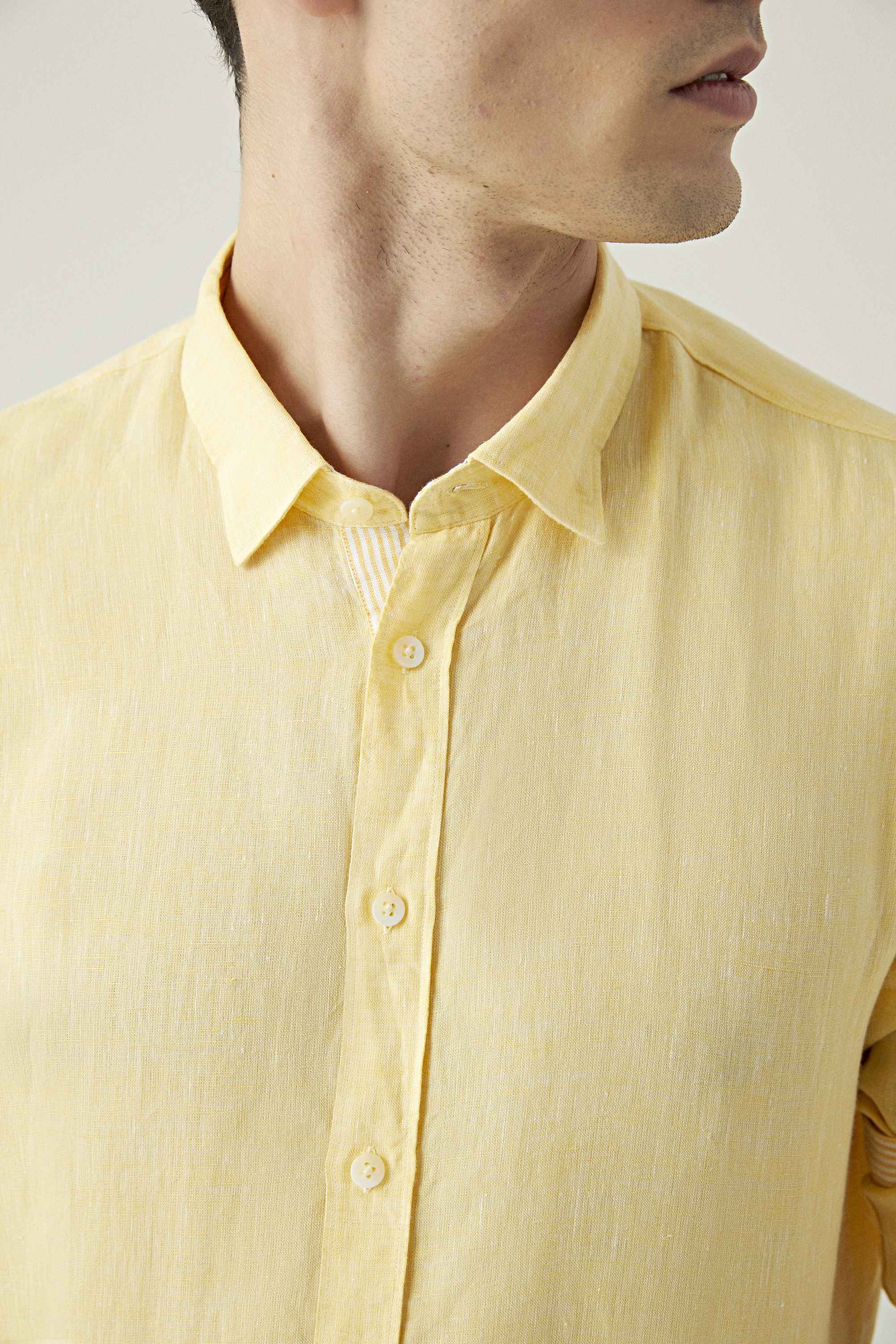 Damat Tween Tween Slim Fit Sarı Düz Gömlek. 1
