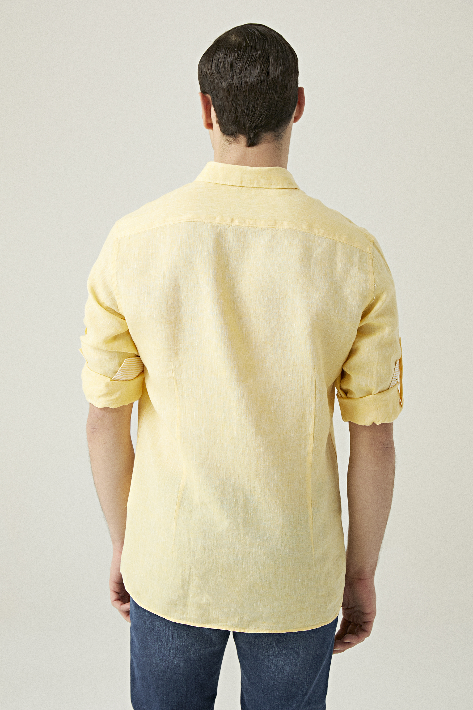 Damat Tween Tween Slim Fit Sarı Düz Gömlek. 4