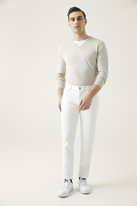 Damat Slim Fit Beyaz Denim Pantolon - 8681649995982 | Damat Tween