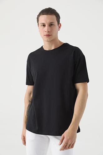 Twn Oversize Siyah Düz T-shirt - 8682445905359 | D'S Damat