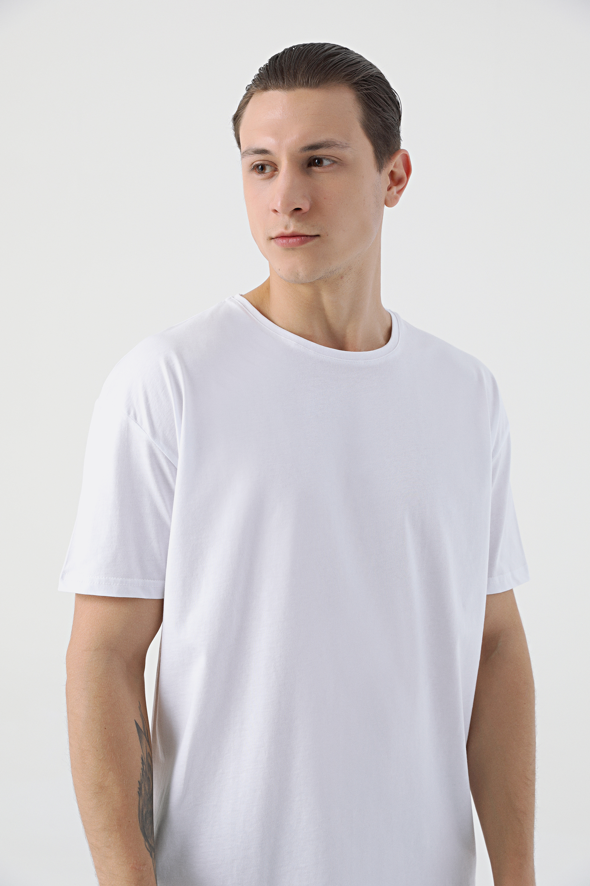 Ds Damat Twn Oversize Beyaz Düz T-shirt. 3