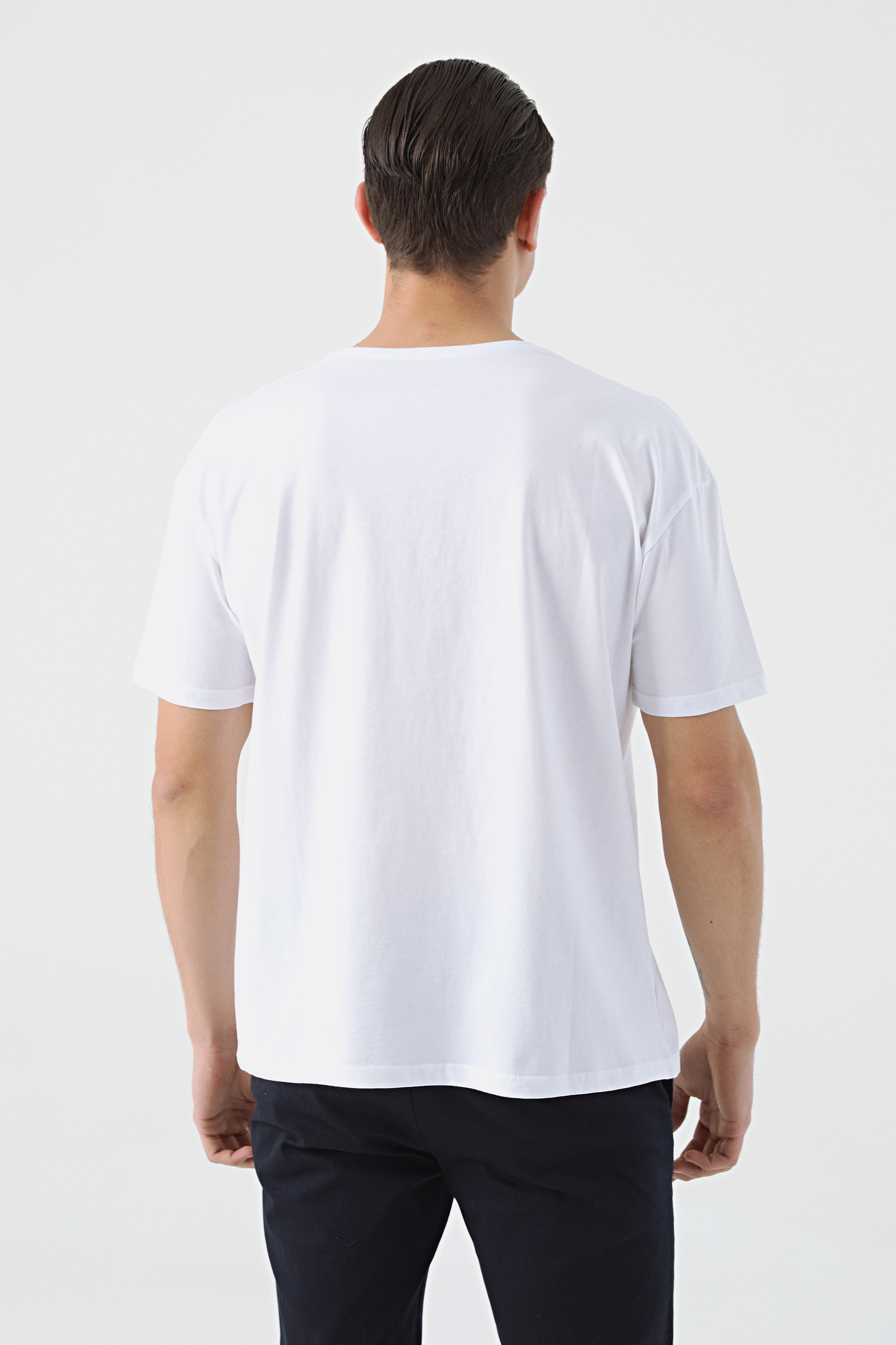 Ds Damat Twn Oversize Beyaz Düz T-shirt. 5