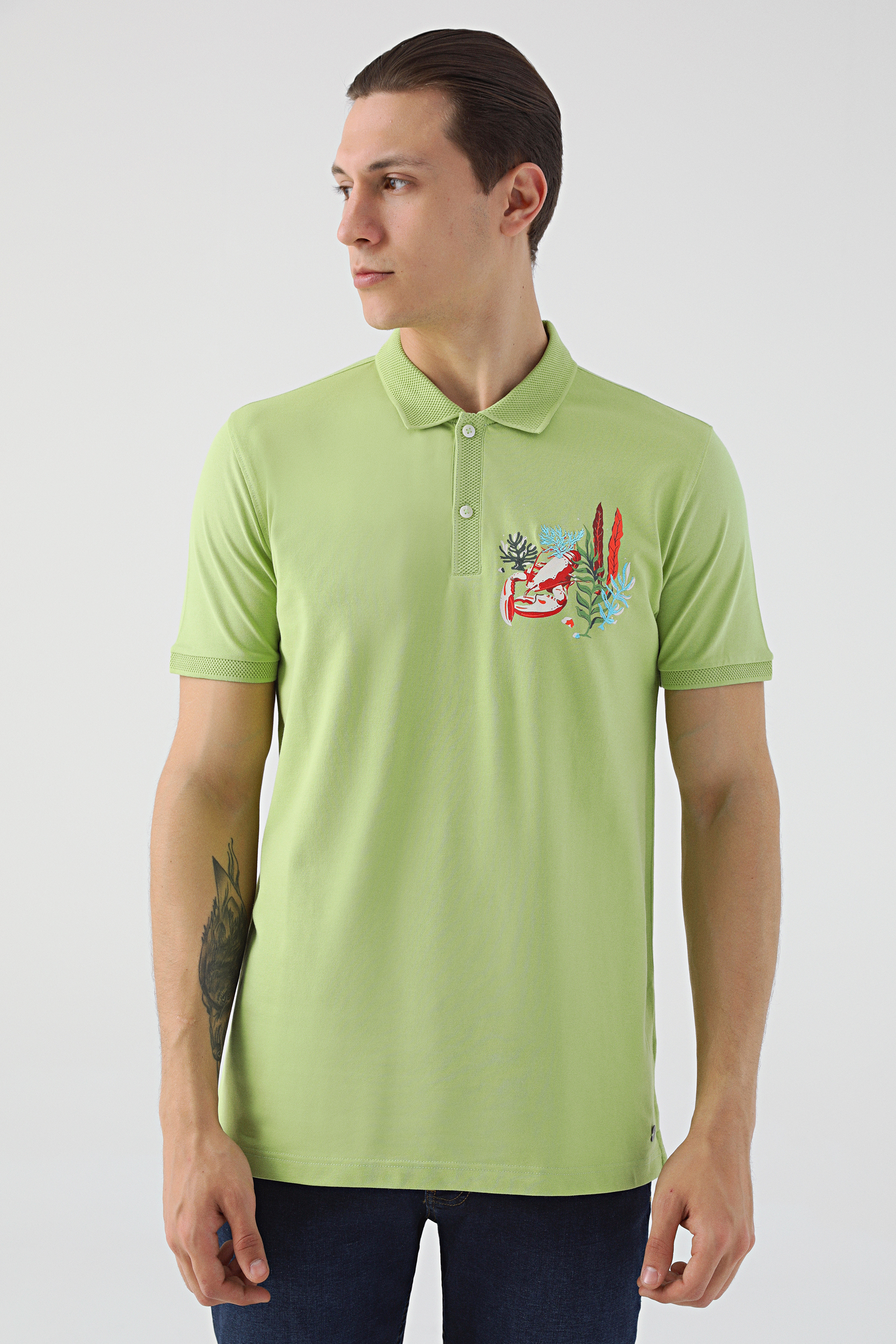 Damat Tween Tween Yeşil Nakışlı %100 Pamuk T-Shirt. 2