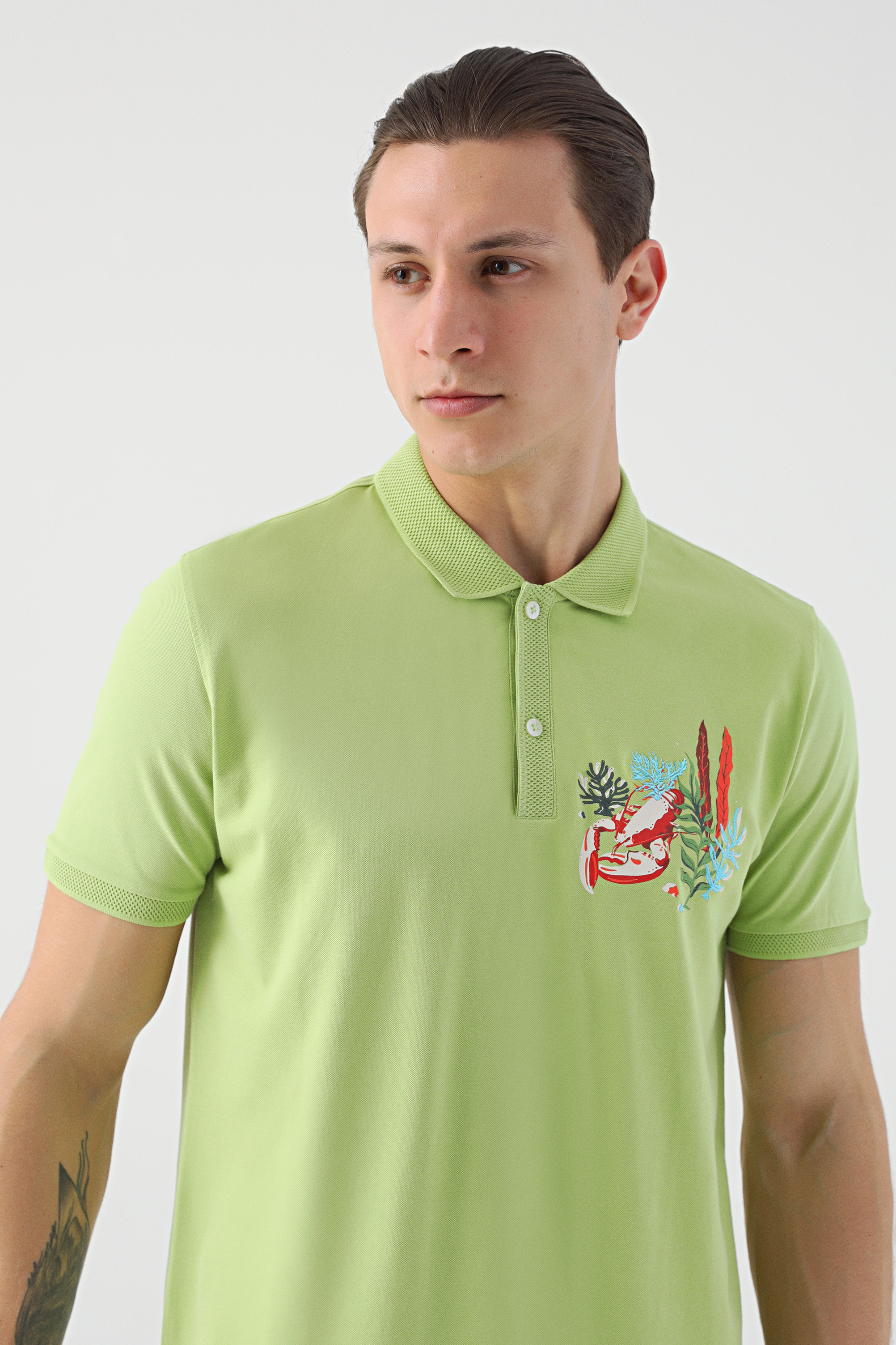 Damat Tween Tween Yeşil Nakışlı %100 Pamuk T-Shirt. 1