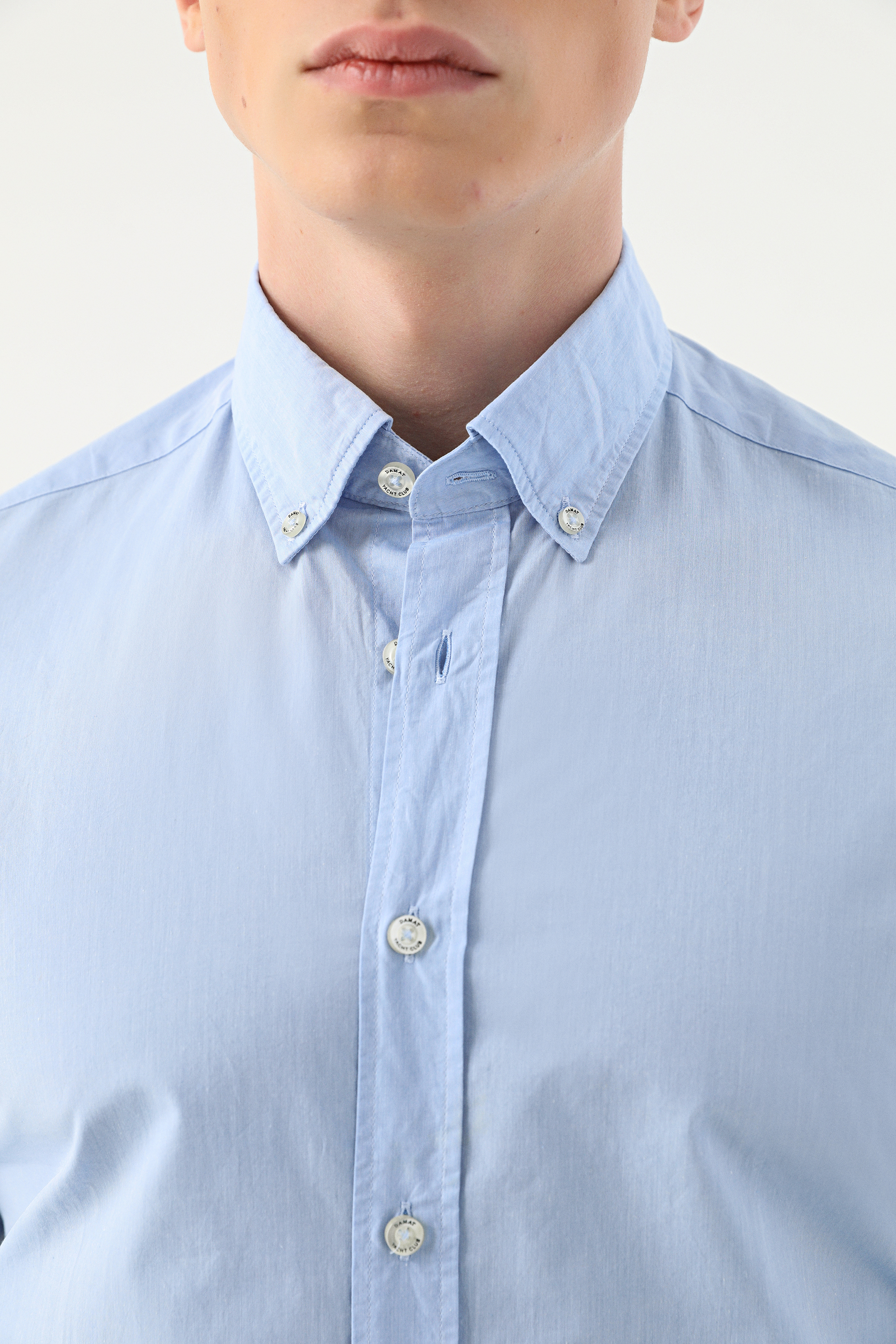 Damat Tween Damat Slim Fit Mavi Düz Yaka İğneli Gömlek. 3