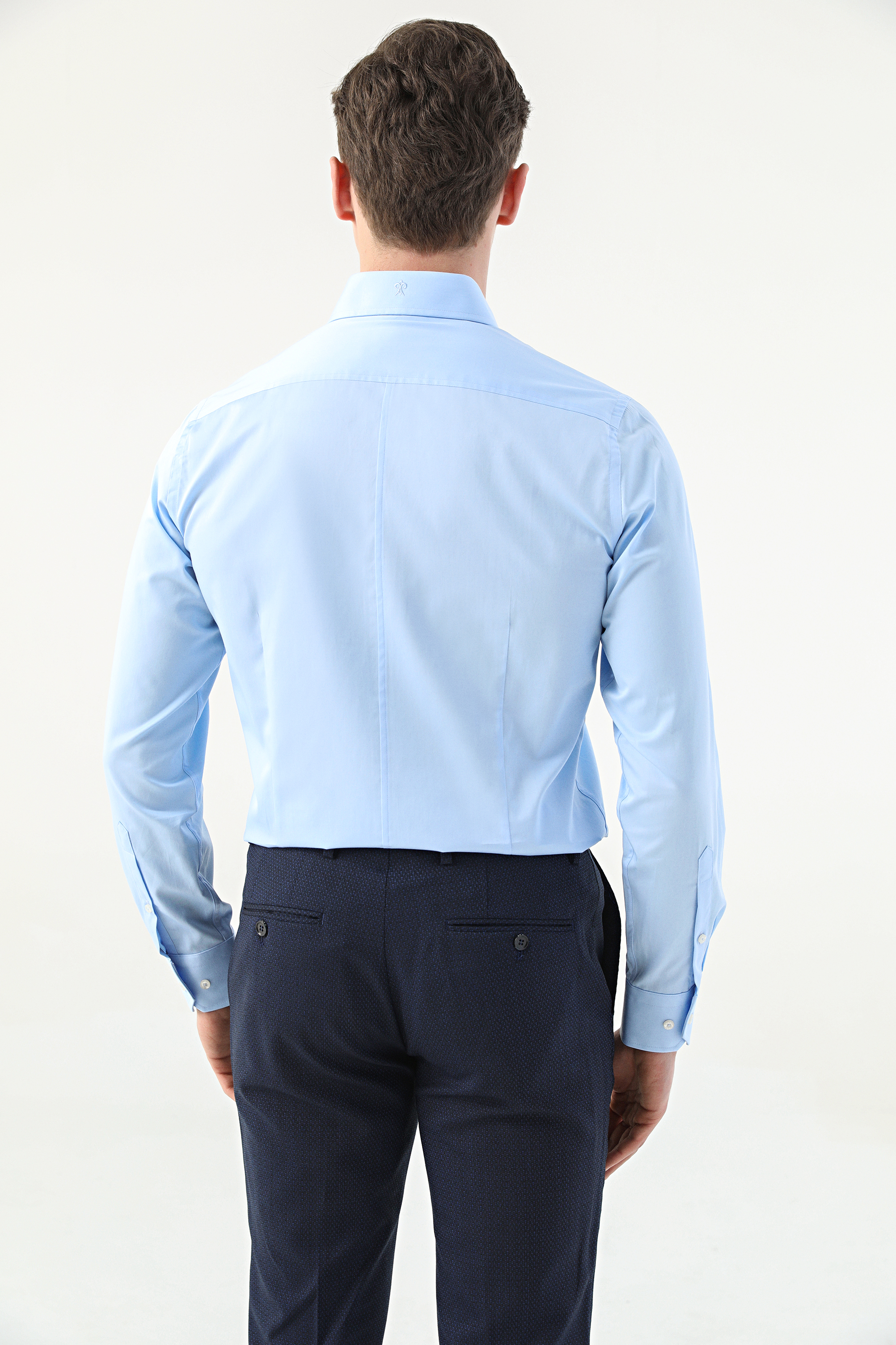 Damat Tween Damat Slim Fit Mavi Düz Nano Care Gömlek. 4