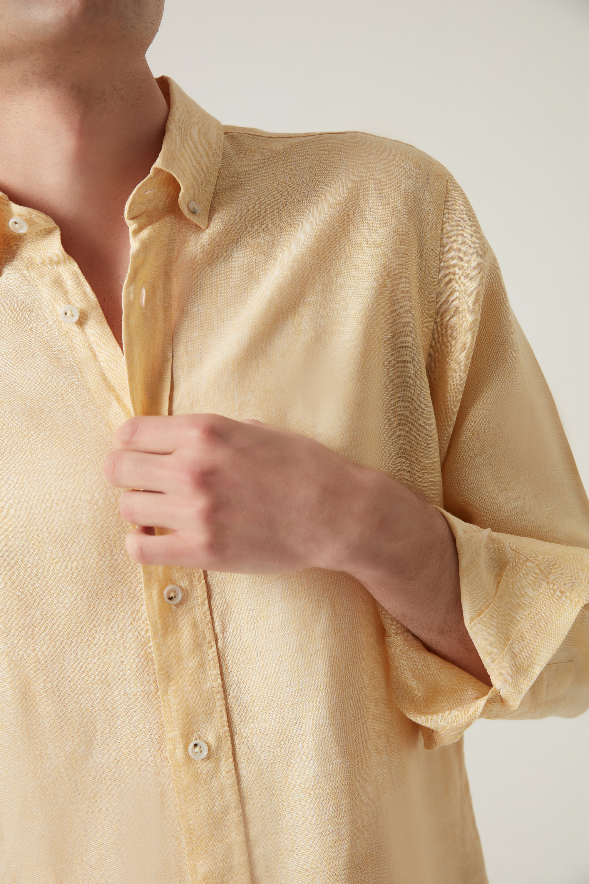 Damat Tween Damat Comfort Sarı Düz Gömlek. 2