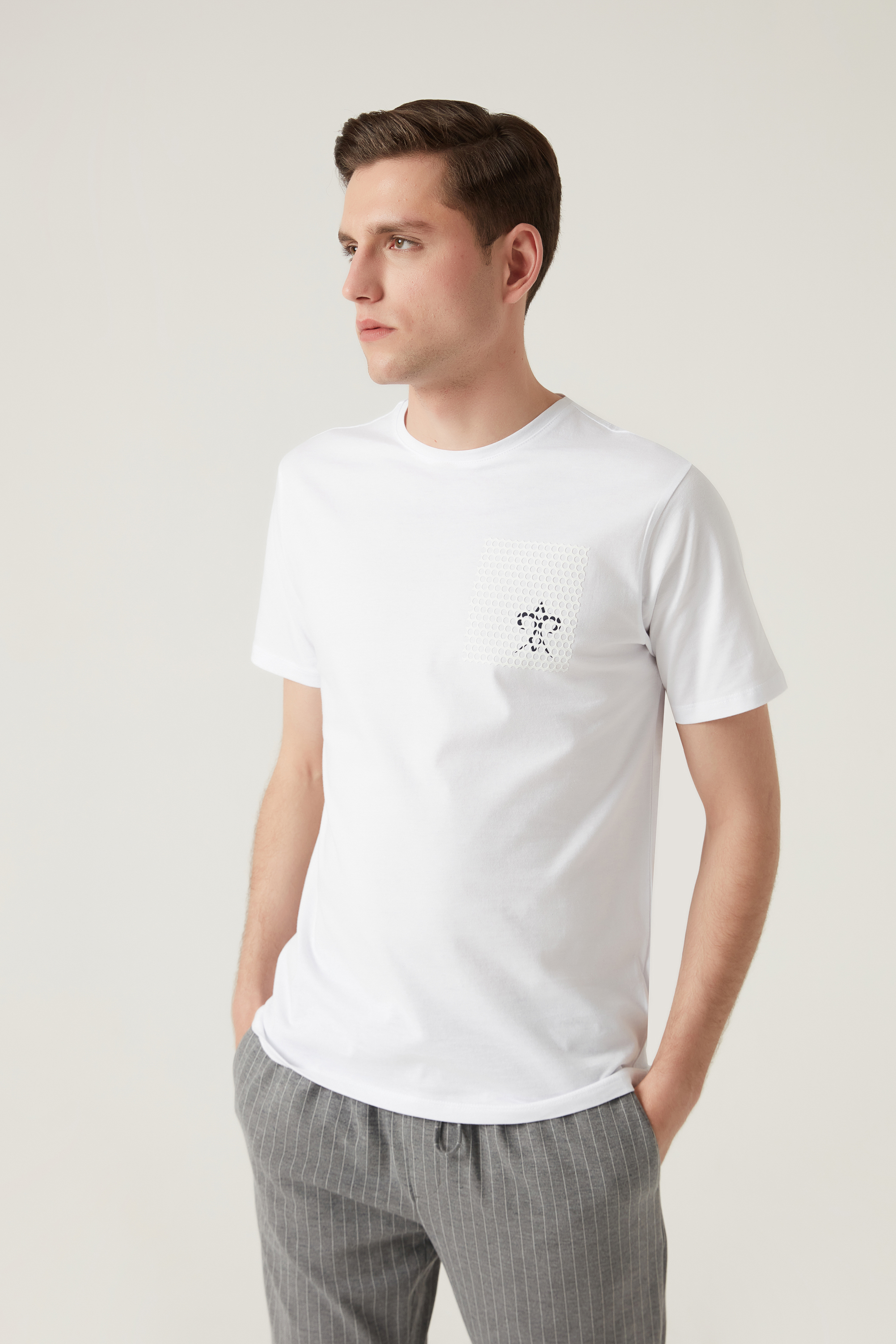 Damat Tween Damat Beyaz Çizgili Baskılı T-shirt. 2