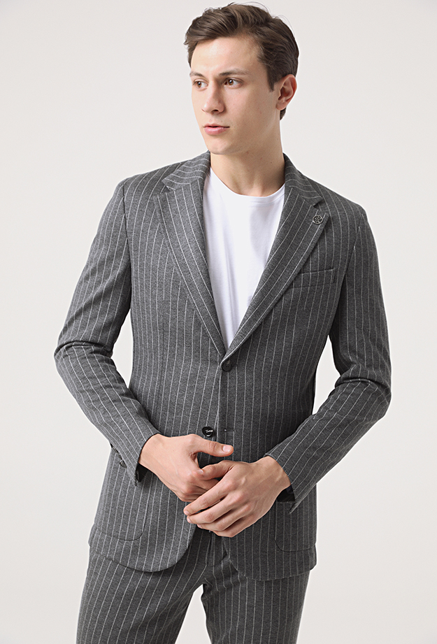 Damat Tween Damat Regular Fit Antrasit Örme Kumaş Ceket. 2