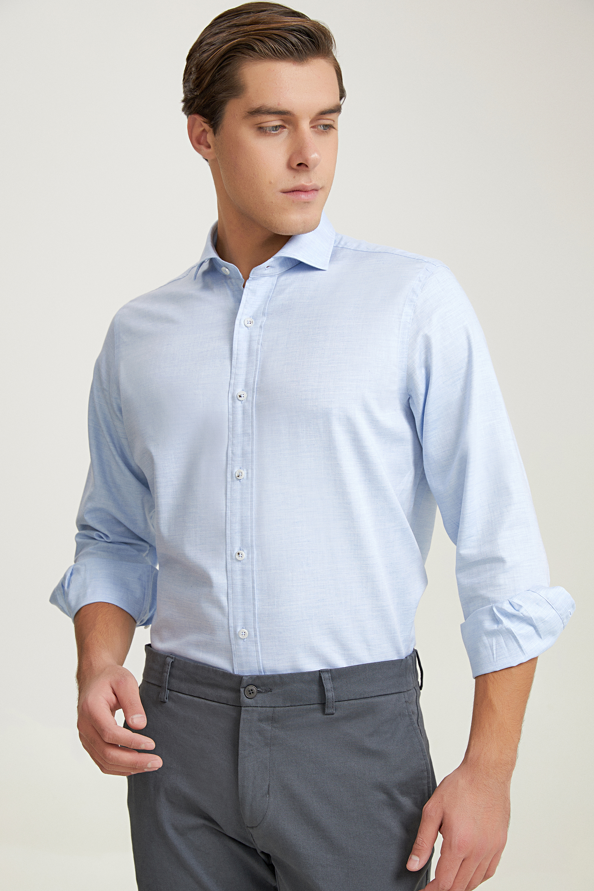 Damat Tween Damat Comfort Mavi Düz Gömlek. 1