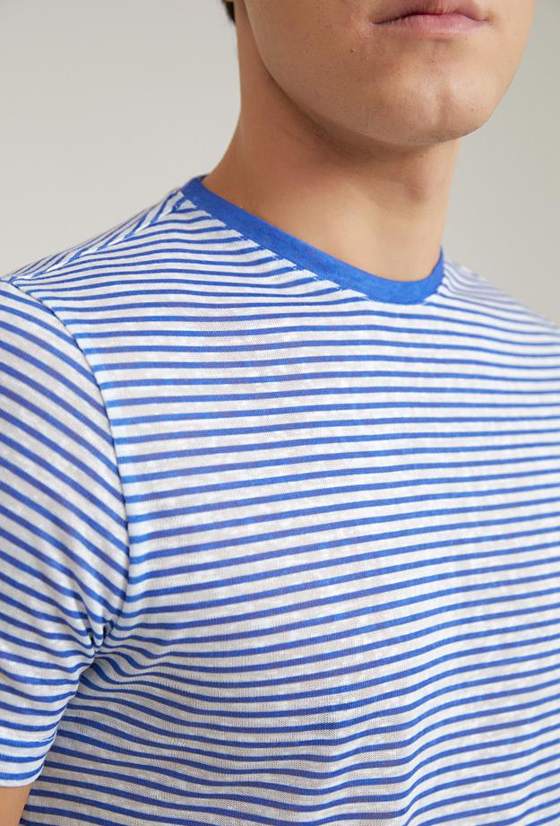 Twn Slim Fit Mavi Çizgili T-shirt