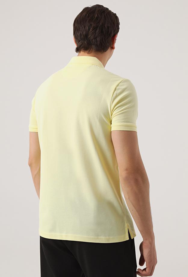 Ds Damat Regular Fit Sarı %100 Pamuk Polo Yaka T-shirt
