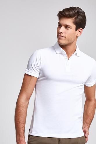 Ds Damat Slim Fit Beyaz Pike Dokulu T-shirt - 8682445309676 | D'S Damat