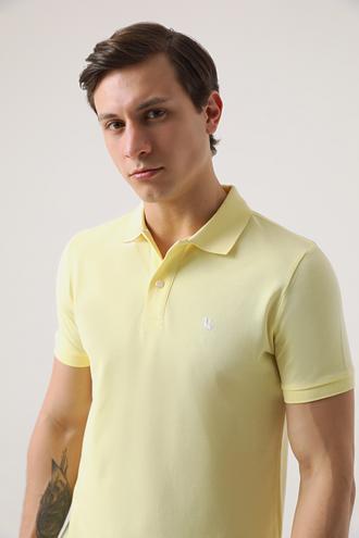 Ds Damat Regular Fit Sarı Pike Dokulu T-shirt - 8682060976192 | D'S Damat