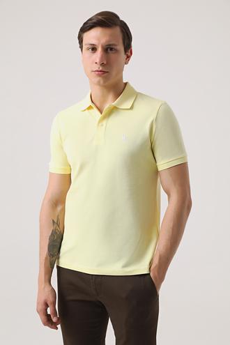 Ds Damat Regular Fit Sarı Pike Dokulu T-shirt - 8682060906427 | D'S Damat
