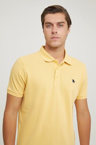 Ds Damat Regular Fit Açık Sarı Pike Dokulu T-shirt - 6725695038162 | D'S Damat