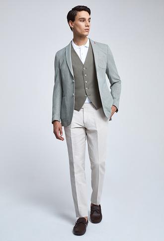 Twn Slim Fit Yeşil Armürlü Kombinli Takım Elbise - 8682060361509 | D'S Damat