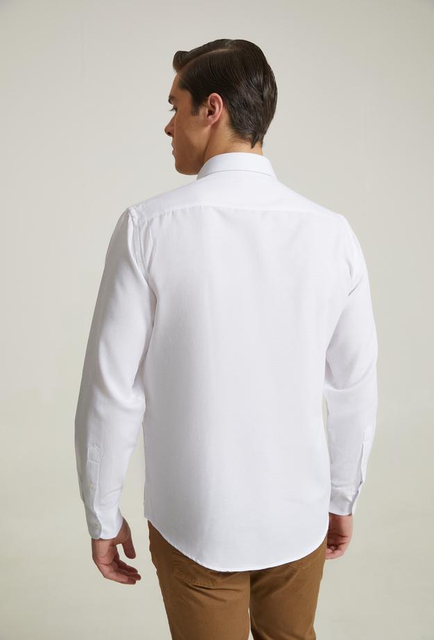 Ds Damat Slim Fit Beyaz Oxford Gömlek