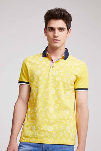 Ds Damat Slim Fit Sarı Baskılı T-shirt - 8681779113355 | D'S Damat