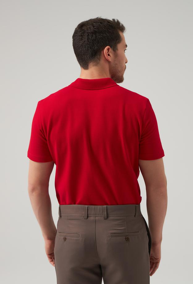 Ds Damat Regular Fit Kırmızı %100 Pamuk Polo Yaka T-shirt