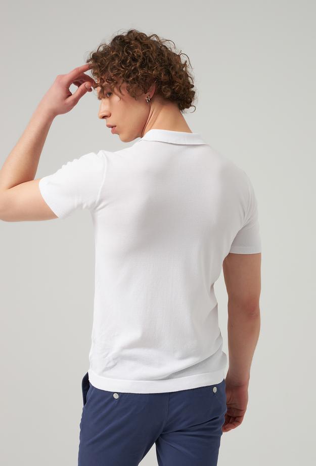 Ds Damat Slim Fit Beyaz Düz Örgü Rayon T-shirt