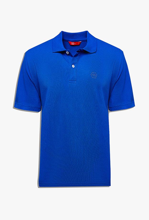 Ds Damat Regular Fit Saks Mavi Pike Dokulu %100 Pamuk Polo Yaka T-shirt