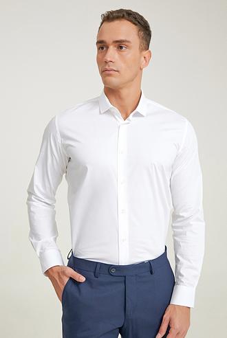 Tween Slim Fit Beyaz Düz Gömlek - 8682365043216 | Damat Tween