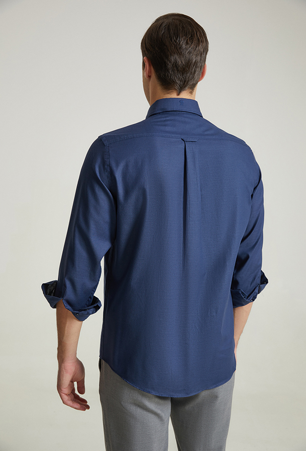 Damat Tween Damat Comfort Lacivert Düz %100 Pamuk Gömlek. 4