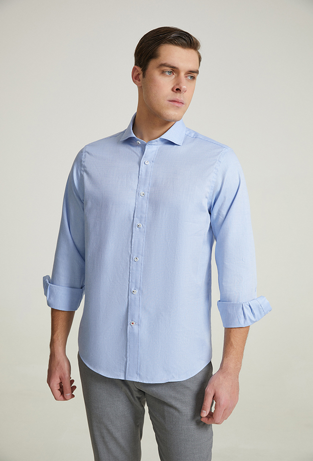 Damat Tween Damat Comfort Mavi Düz %100 Pamuk Gömlek. 1