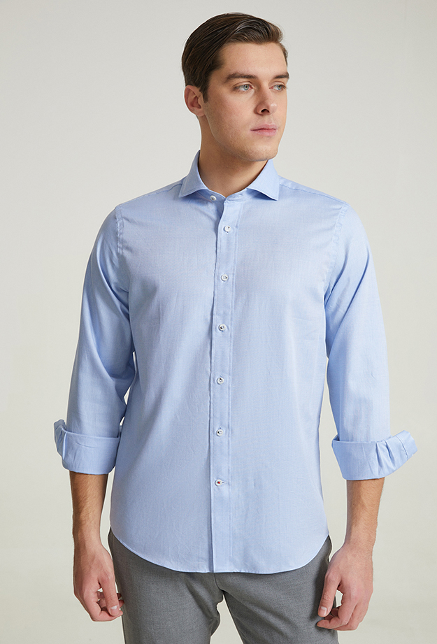 Damat Tween Damat Comfort Mavi Düz %100 Pamuk Gömlek. 2