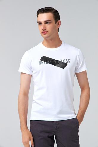 Twn Slim Fit Beyaz Baskılı T-shirt - 8682445811865 | D'S Damat